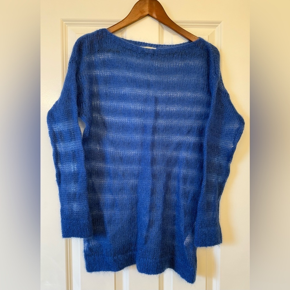NWT Maeve by Anthropologie Sheer Blue Wool Blend lightweight Sweater Size XS